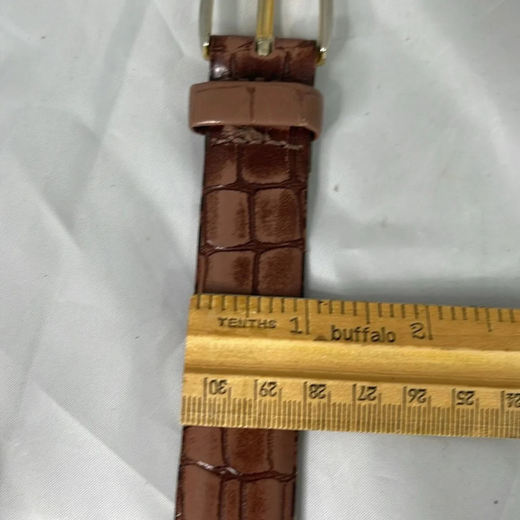 VINTAGE 90’s Croc Effect Genuine Leather Belt Mocha Brown Made in Canada Size 36 - Picture 9 of 10